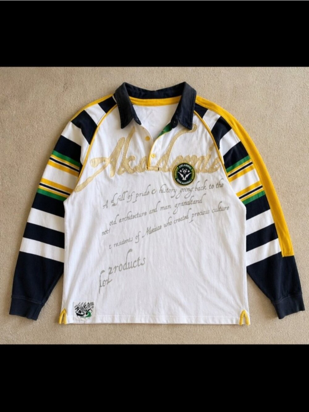 Akademiks AKDMKS Rugby Shirt Men’s Large Striped Long Sleeve Polo Y2K Streetwear